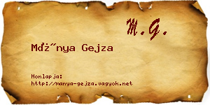 Mánya Gejza névjegykártya